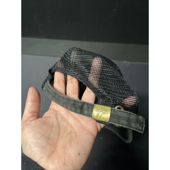 Free People Distressed Black Trucker Hat Adjustable Casual Going Out Comfort - Picture 3 of 3